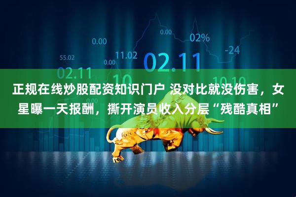 正规在线炒股配资知识门户 没对比就没伤害，女星曝一天报酬，撕开演员收入分层“残酷真相”