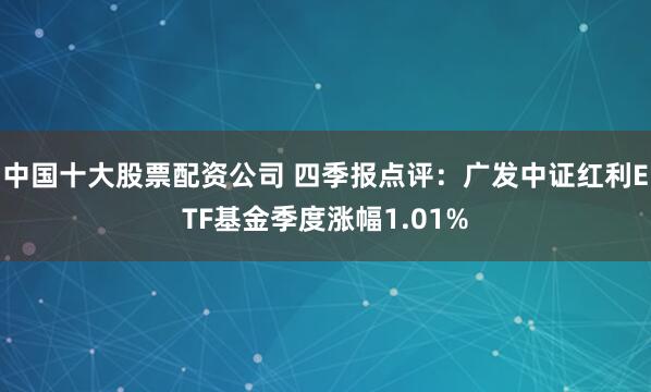 中国十大股票配资公司 四季报点评：广发中证红利ETF基金季度涨幅1.01%